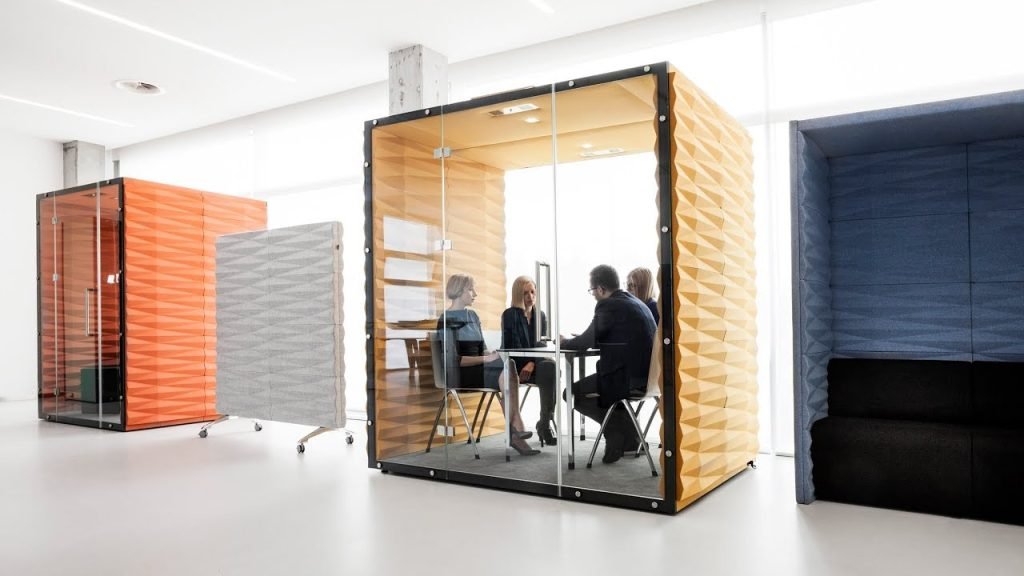 meeting room with a group of people inside